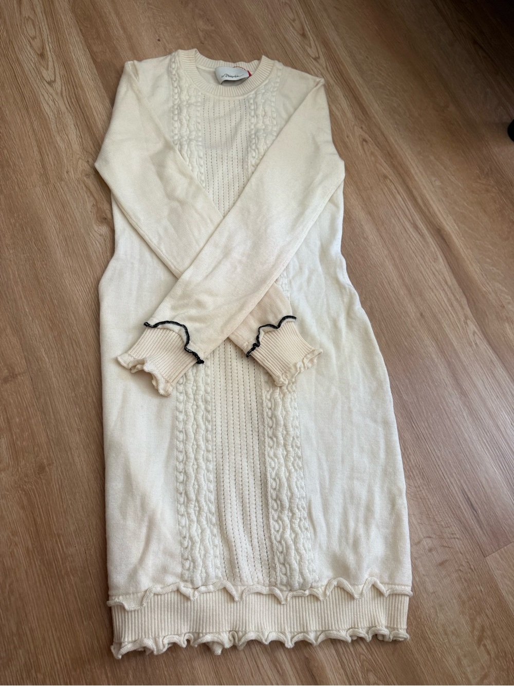 Elegant Cream Midi Knit Dress